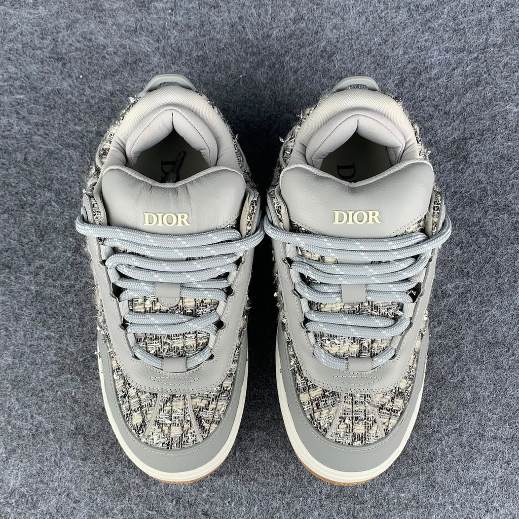 Dior B9S Skater Sneakers 'Grey Tweed Suede'