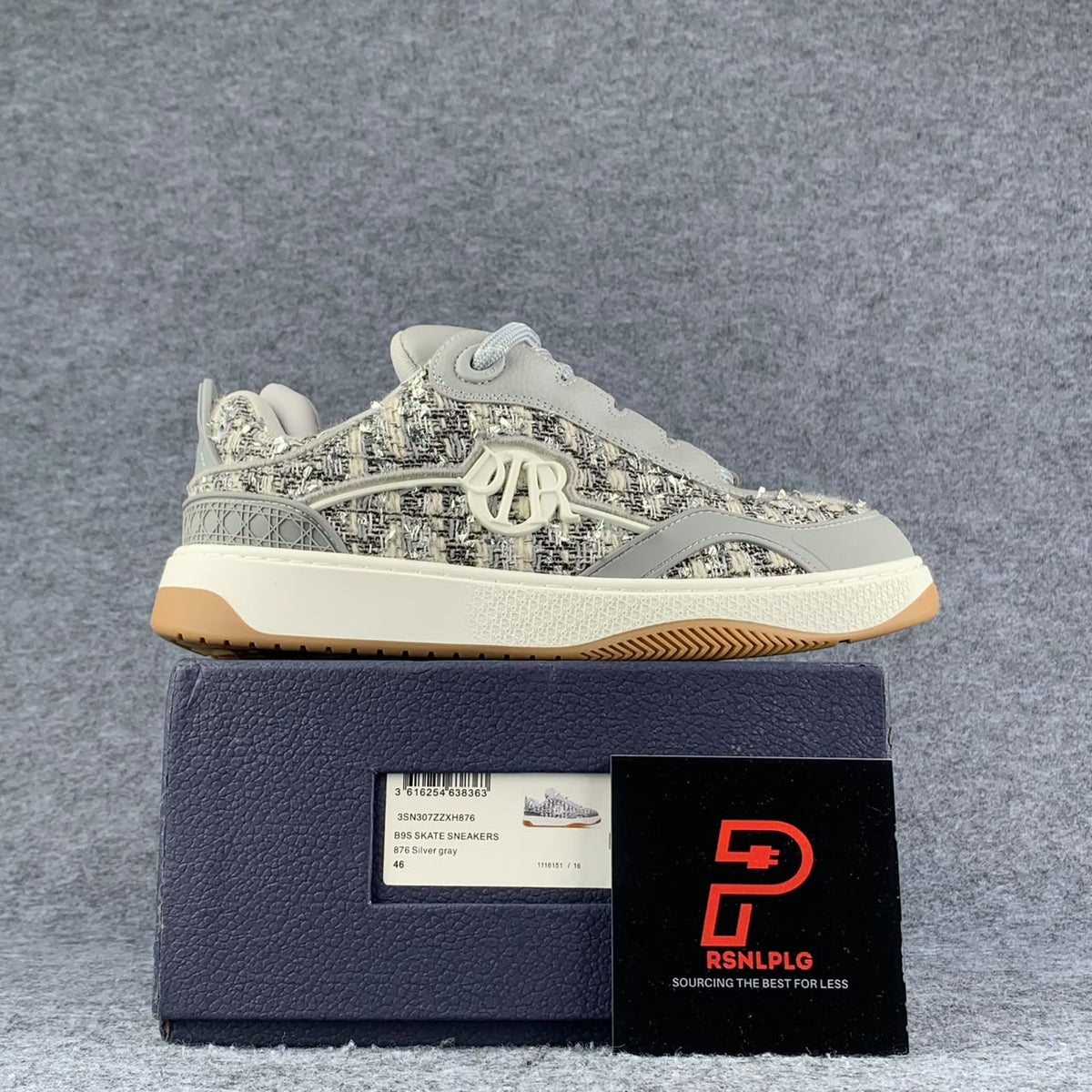 Dior B9S Skater Sneakers 'Grey Tweed Suede'