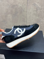 CHANEL 26S RUNNING SNEAKERS IN NAVY BLACK SUEDE AND NYLON CC LOGO