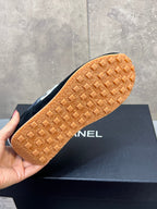 CHANEL 26S RUNNING SNEAKERS IN NAVY BLACK SUEDE AND NYLON CC LOGO