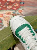 GUCCI 26S SNEAKERS IN WHITE MIX GREEN CALFSKIN