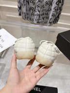 CHANEL 26S LACE UP SNEAKERS IN WHITE LAMBSKIN DIAMOND QUILTING